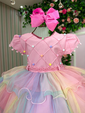 Vestido Menina Bonita Arco iris Aurora - Candy - Leveza e Elegância para Meninas | Bebeloo Kids