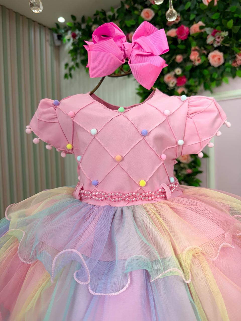 Vestido Menina Bonita Arco iris Aurora - Candy - Leveza e Elegância para Meninas | Bebeloo Kids