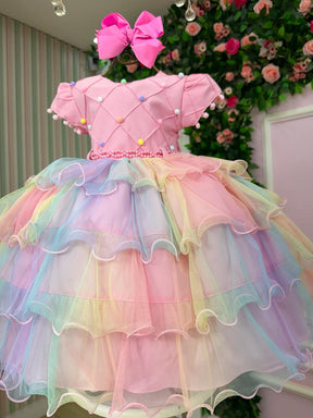 Vestido Menina Bonita Arco iris Aurora - Candy - Leveza e Elegância para Meninas | Bebeloo Kids