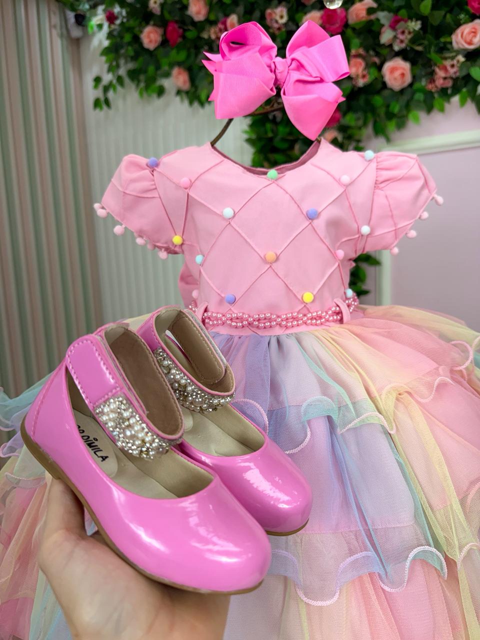Vestido Menina Bonita Arco iris Aurora - Candy - Leveza e Elegância para Meninas | Bebeloo Kids