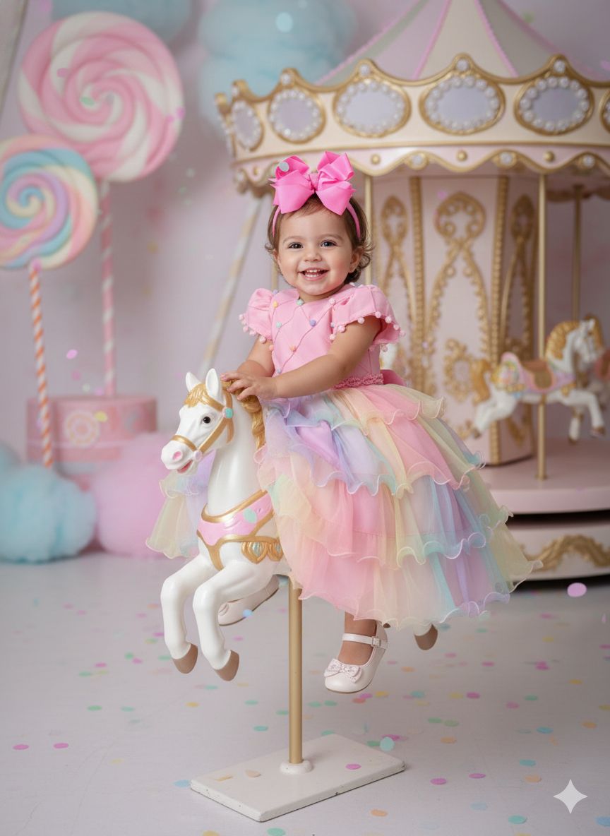 Vestido Menina Bonita Arco iris Aurora - Candy - Leveza e Elegância para Meninas | Bebeloo Kids