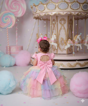 Vestido Menina Bonita Arco iris Aurora - Candy - Leveza e Elegância para Meninas | Bebeloo Kids