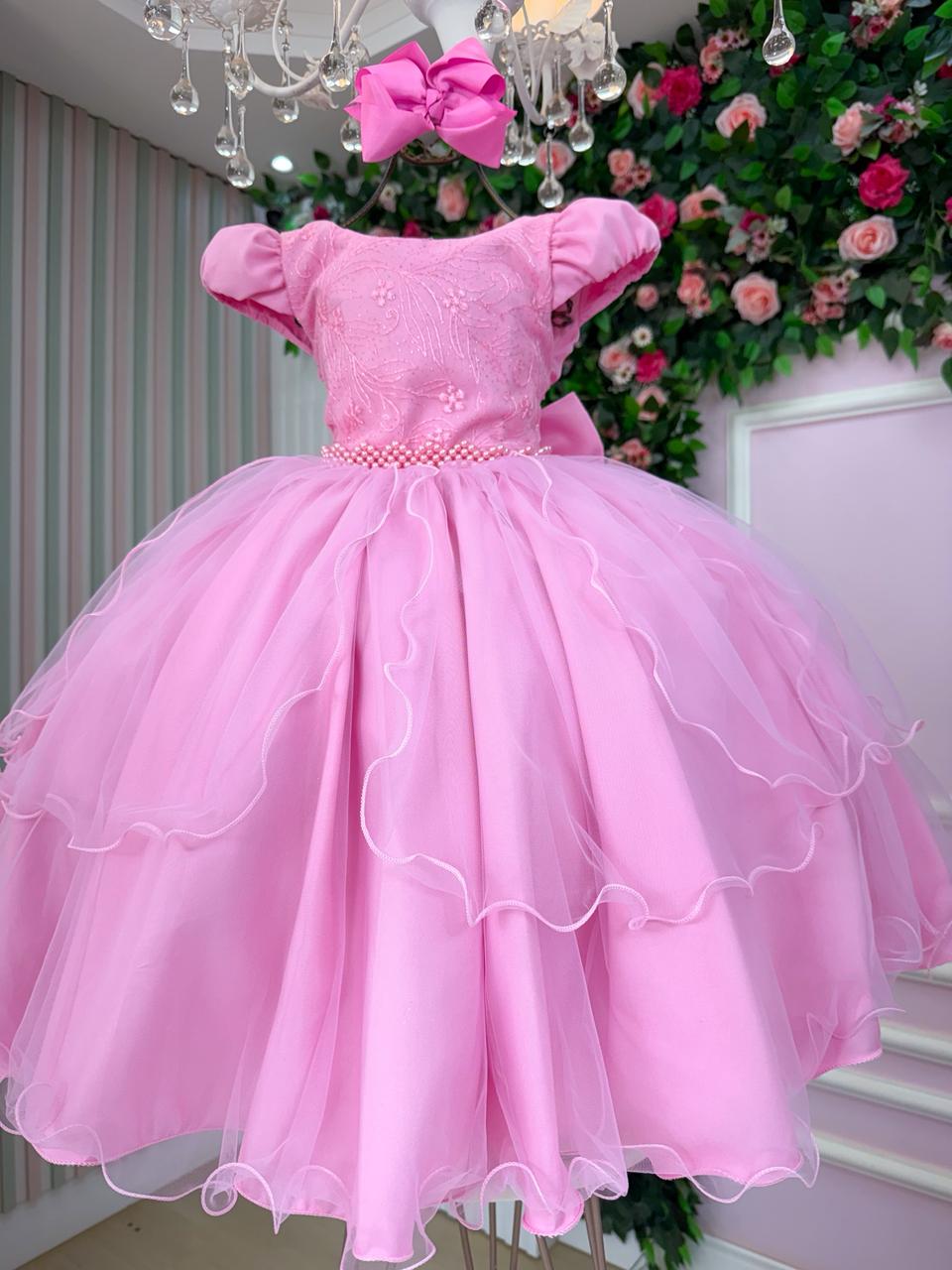Vestido Bella Child Polly Rosa Chiclete - Leveza e Elegância para Meninas | Bebeloo Kids