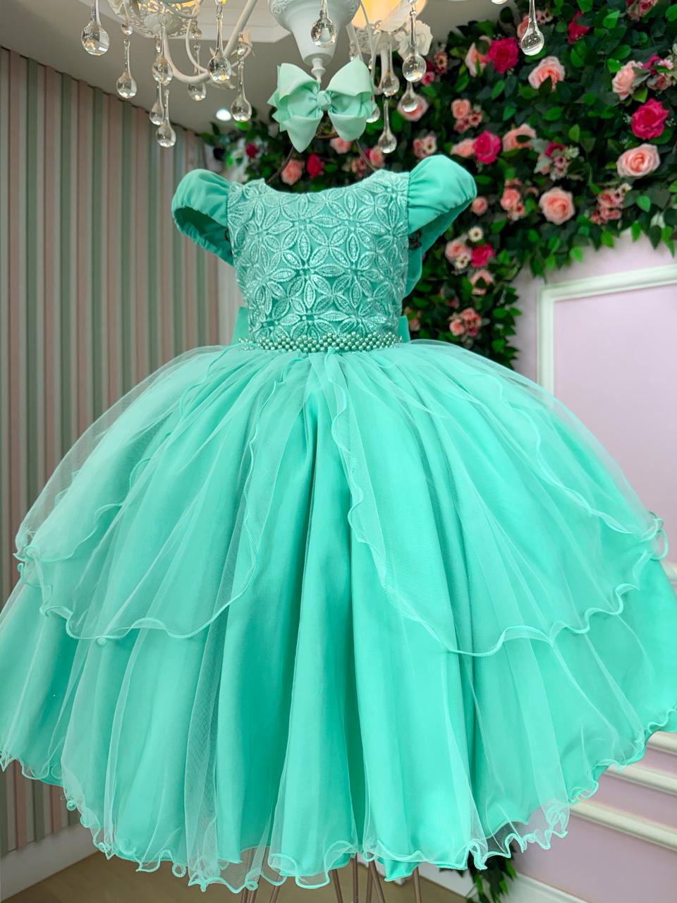 Vestido Bella Child Polly Verde Menta - Leveza e Elegância para Meninas | Bebeloo Kids