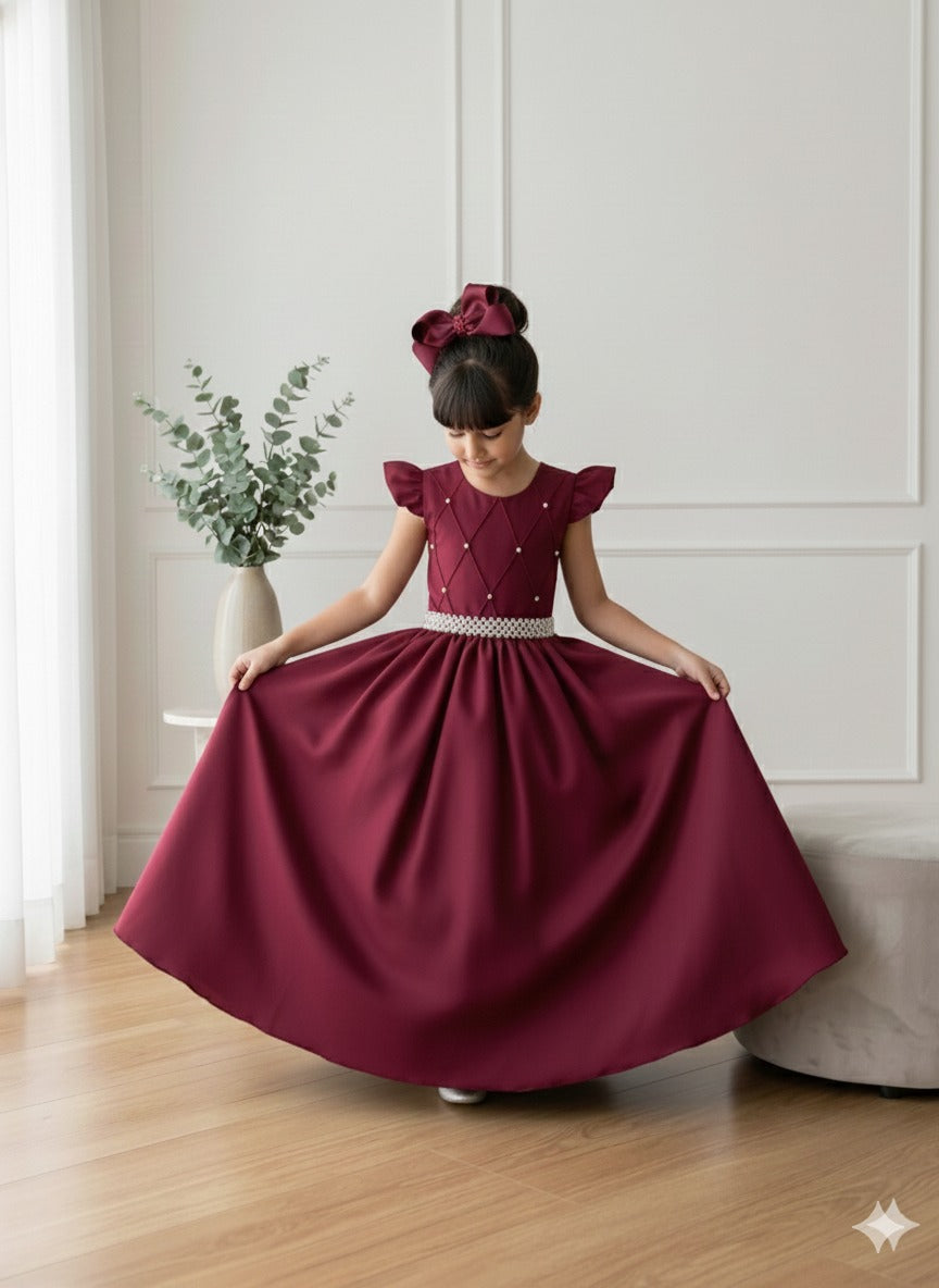 Vestido Ysa Kids Ariane Longo Marsala - Leveza e Elegância para Meninas | Bebeloo Kids