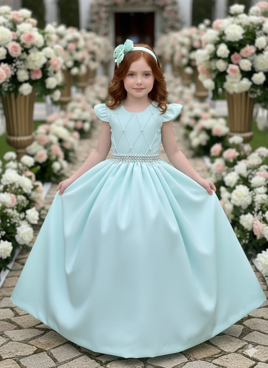 Vestido Ysa Kids Ariane Longo Verde Porto Fino - Leveza e Elegância para Meninas | Bebeloo Kids