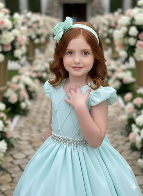 Vestido Ysa Kids Ariane Longo Verde Porto Fino - Leveza e Elegância para Meninas | Bebeloo Kids