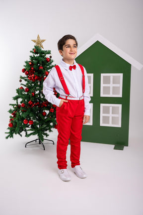 Conjunto Meninos Miss Cherry Leo Suspensorio Vermelho - Estilo Delicado para o Dia a Dia | Bebeloo Kids