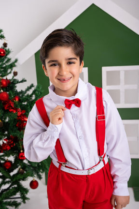 Conjunto Meninos Miss Cherry Leo Suspensorio Vermelho - Estilo Delicado para o Dia a Dia | Bebeloo Kids