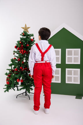 Conjunto Meninos Miss Cherry Leo Suspensorio Vermelho - Estilo Delicado para o Dia a Dia | Bebeloo Kids