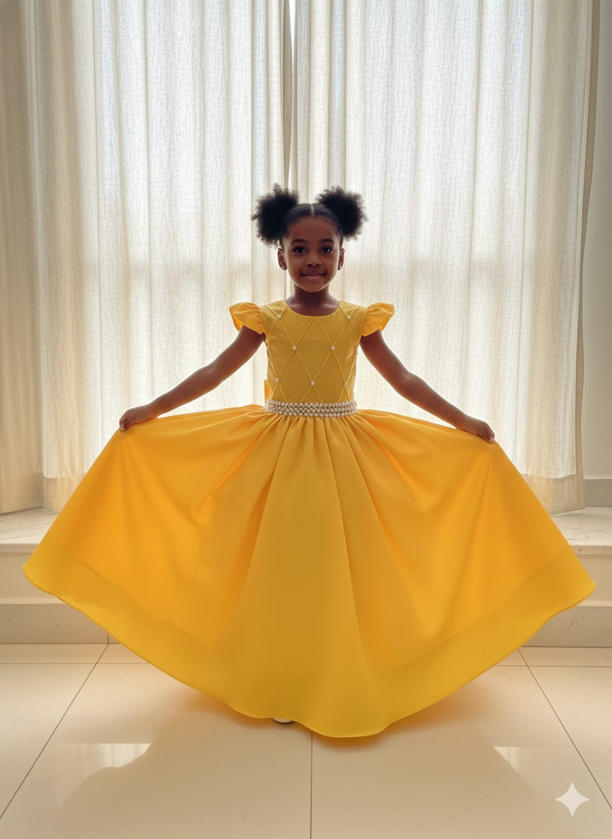 Vestido Ysa Kids Ariane Longo Amarelo Gema - Leveza e Elegância para Meninas | Bebeloo Kids