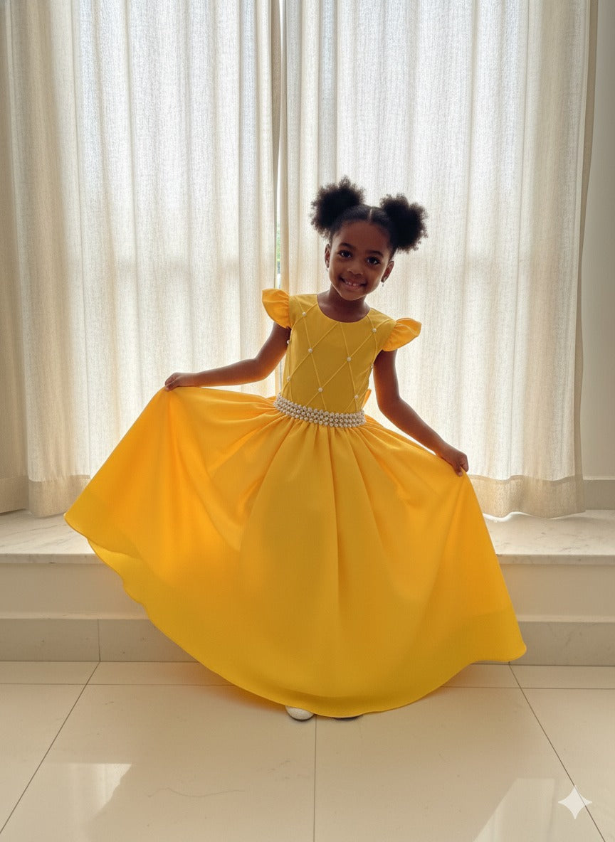 Vestido Ysa Kids Ariane Longo Amarelo Gema - Leveza e Elegância para Meninas | Bebeloo Kids