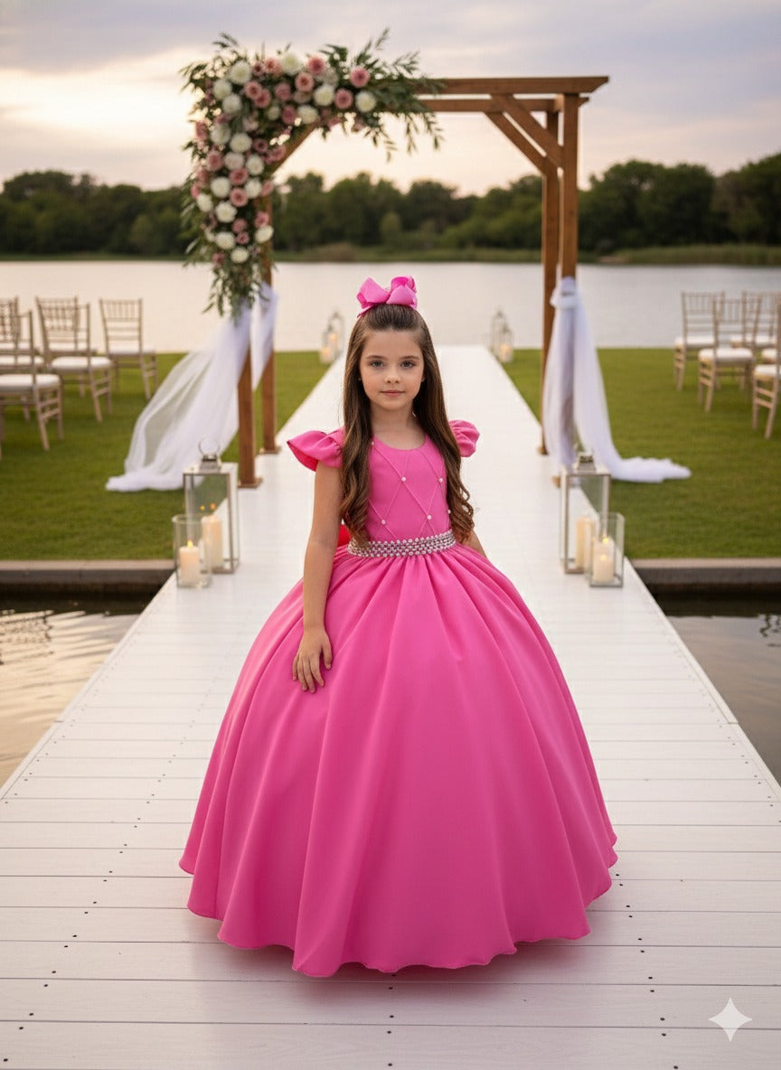 Vestido Ysa Kids Ariane Longo Rosa Chiclete - Leveza e Elegância para Meninas | Bebeloo Kids