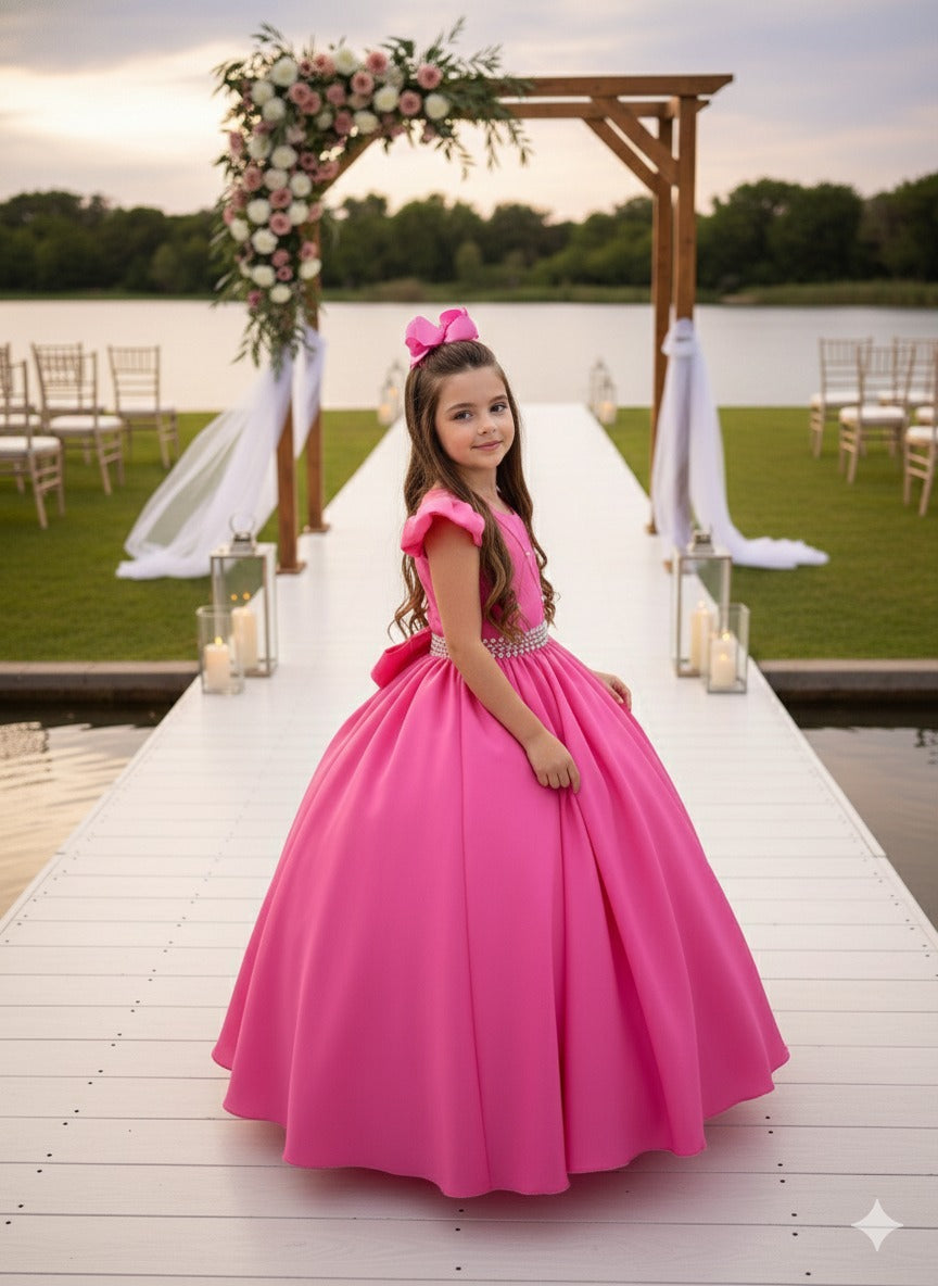 Vestido Ysa Kids Ariane Longo Rosa Chiclete - Leveza e Elegância para Meninas | Bebeloo Kids