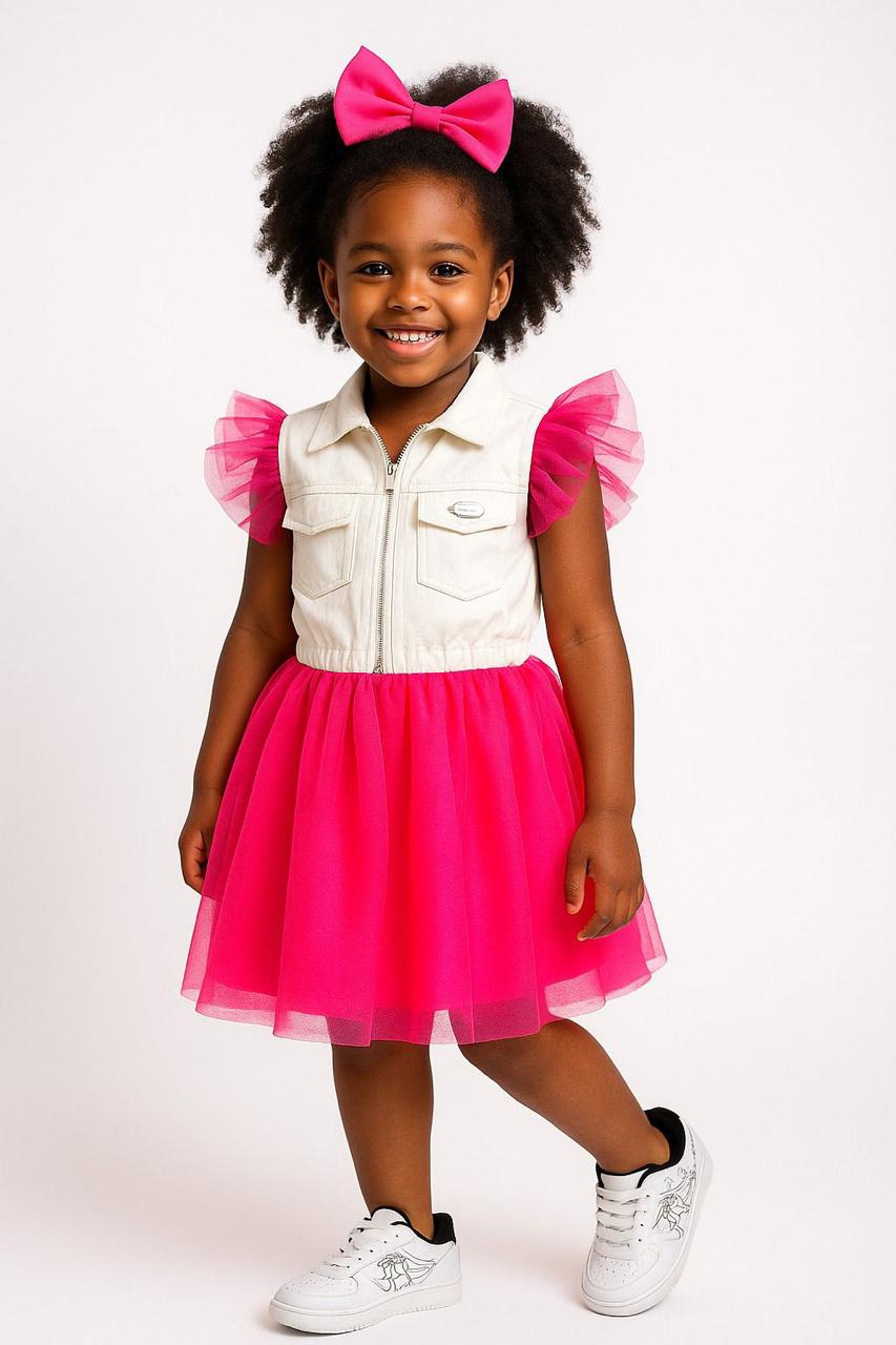 Vestido Blogueirinha Babado Rebeca Rosa Neon - Leveza e Elegância para Meninas | Bebeloo Kids