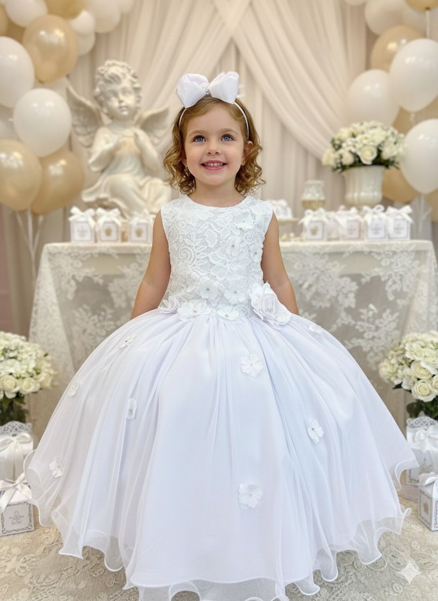 Vestido Juvenil Vila Lele Regata Flores Branco - Leveza e Elegância para Meninas | Bebeloo Kids