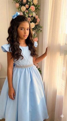 Vestido Ysa Kids Ariane Longo Azul bebê - Leveza e Elegância para Meninas | Bebeloo Kids