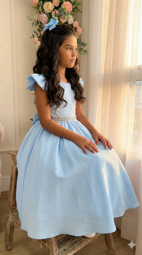 Vestido Ysa Kids Ariane Longo Azul bebê - Leveza e Elegância para Meninas | Bebeloo Kids