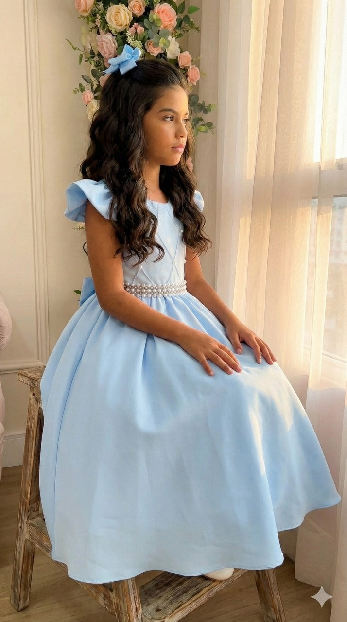 Vestido Ysa Kids Ariane Longo Azul bebê - Leveza e Elegância para Meninas | Bebeloo Kids