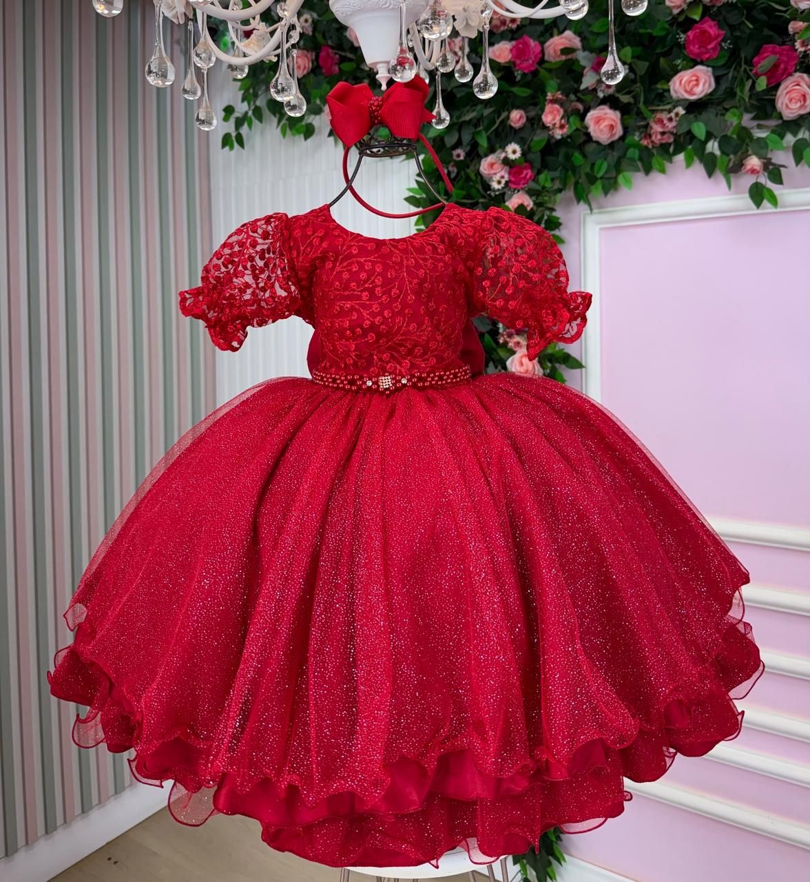 Vestido Bella Child Laize Vermelho Modelo 2 - Leveza e Elegância para Meninas | Bebeloo Kids