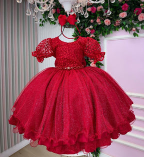 Vestido Bella Child Laize Vermelho Modelo 2 - Leveza e Elegância para Meninas | Bebeloo Kids