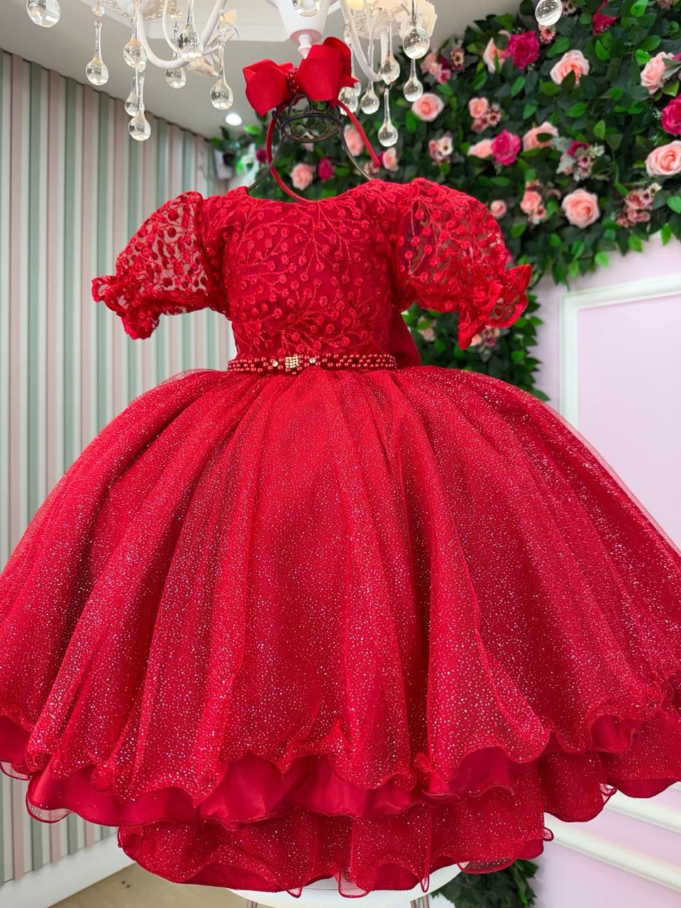 Vestido Bella Child Laize Vermelho Modelo 2 - Leveza e Elegância para Meninas | Bebeloo Kids