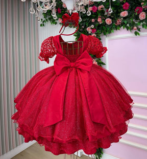Vestido Bella Child Laize Vermelho Modelo 2 - Leveza e Elegância para Meninas | Bebeloo Kids
