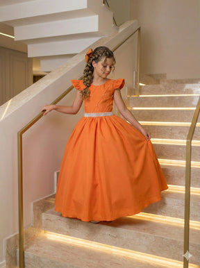 Vestido Ysa Kids Ariane Longo Terracota - Leveza e Elegância para Meninas | Bebeloo Kids