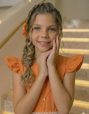 Vestido Ysa Kids Ariane Longo Terracota - Leveza e Elegância para Meninas | Bebeloo Kids