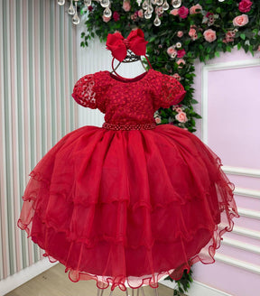 Vestido Bella Child Lavínia Vermelho - Leveza e Elegância para Meninas | Bebeloo Kids