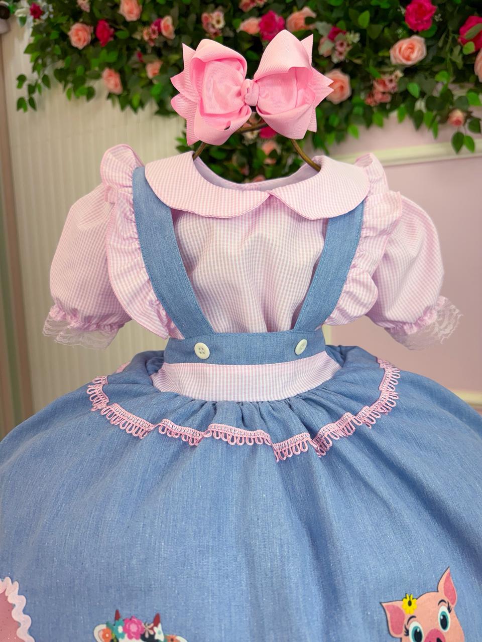 Vestido Tematicos Kids Fazendinha Salopete Jeans (VESTBNNCLBJNNFAZNSLPJANS)