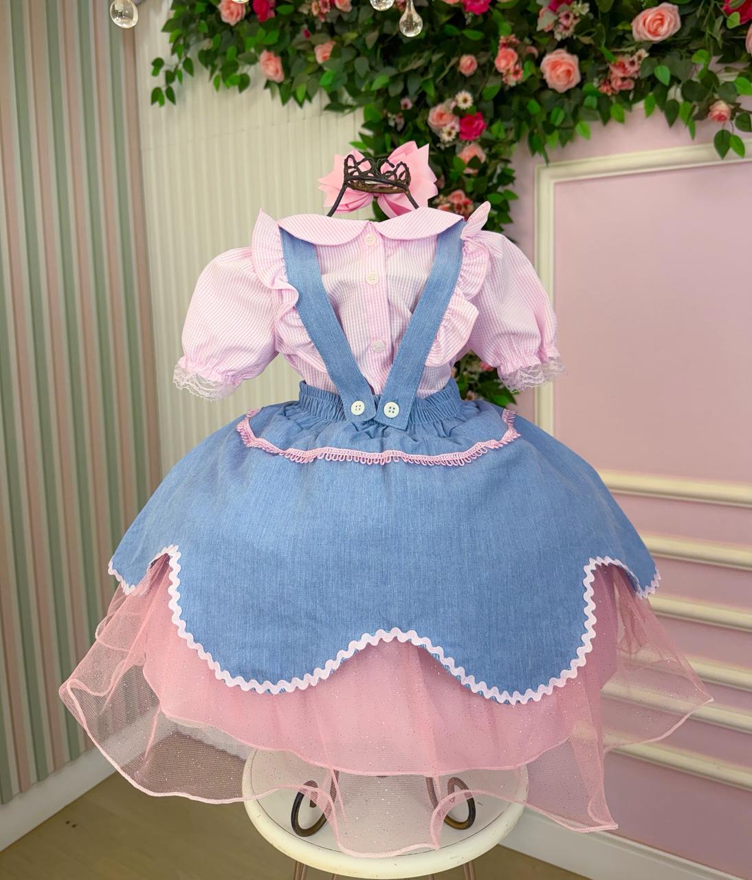 Vestido Tematicos Kids Fazendinha Salopete Jeans (VESTBNNCLBJNNFAZNSLPJANS)