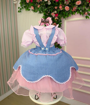 Vestido Tematicos Kids Fazendinha Salopete Jeans (VESTBNNCLBJNNFAZNSLPJANS)