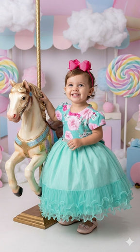 Vestido Menina Bonita Jardim Encantado Maiza Verde - Leveza e Elegância para Meninas | Bebeloo Kids