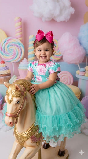 Vestido Menina Bonita Jardim Encantado Maiza Verde - Leveza e Elegância para Meninas | Bebeloo Kids