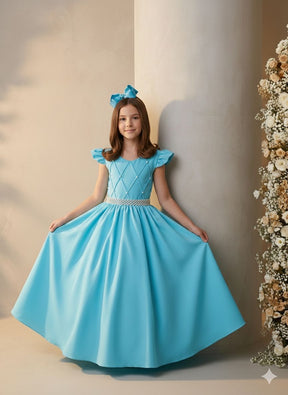 Vestido Ysa Kids Ariane Longo Azul Tifanny - Leveza e Elegância para Meninas | Bebeloo Kids