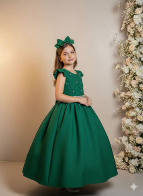 Vestido Ysa Kids Ariane Longo Verde Bandeira - Leveza e Elegância para Meninas | Bebeloo Kids
