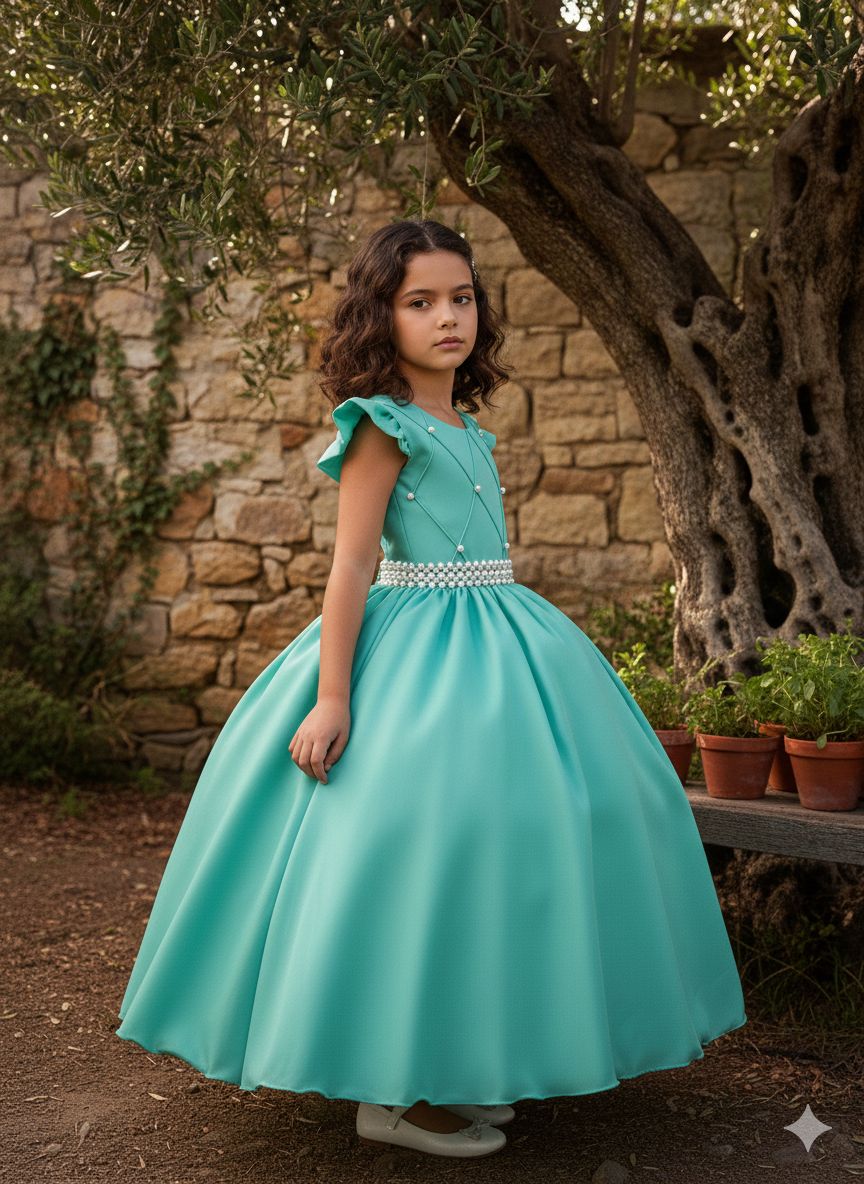 Vestido Ysa Kids Ariane Longo Verde Menta - Leveza e Elegância para Meninas | Bebeloo Kids