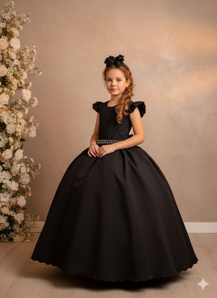 Vestido Ysa Kids Ariane Longo Preto - Leveza e Elegância para Meninas | Bebeloo Kids