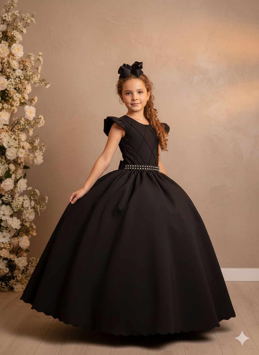 Vestido Ysa Kids Ariane Longo Preto - Leveza e Elegância para Meninas | Bebeloo Kids