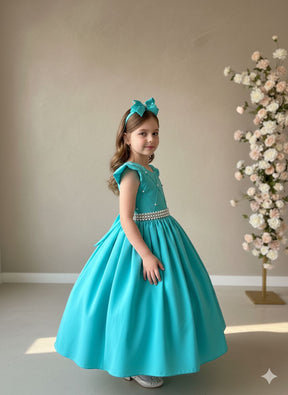 Vestido Ysa Kids Ariane Longo Verde Tifanny - Leveza e Elegância para Meninas | Bebeloo Kids