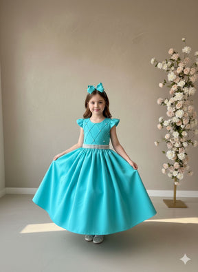 Vestido Ysa Kids Ariane Longo Verde Tifanny - Leveza e Elegância para Meninas | Bebeloo Kids