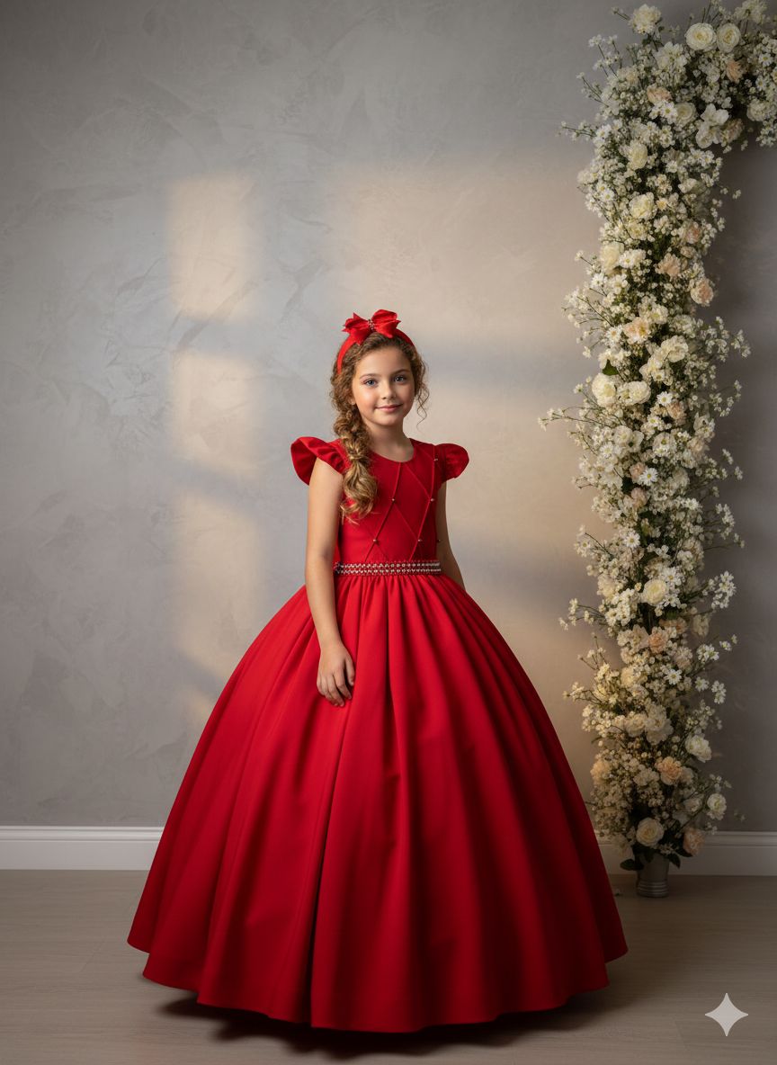 Vestido Ysa Kids Ariane Longo Vermelho - Leveza e Elegância para Meninas | Bebeloo Kids