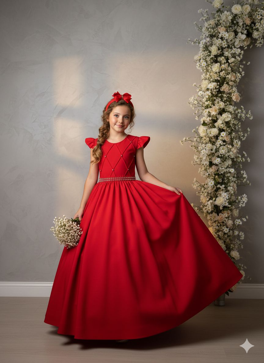 Vestido Ysa Kids Ariane Longo Vermelho - Leveza e Elegância para Meninas | Bebeloo Kids