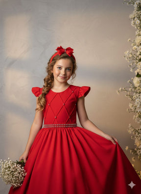 Vestido Ysa Kids Ariane Longo Vermelho - Leveza e Elegância para Meninas | Bebeloo Kids