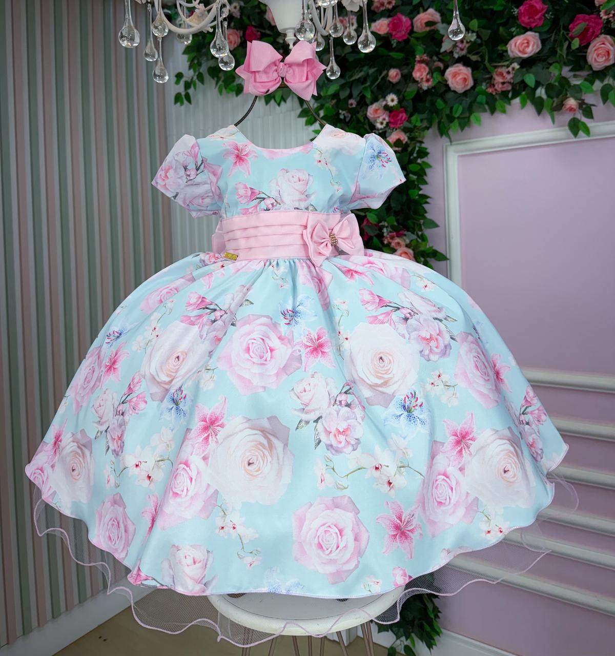 Vestido Ysa Kids Jardim Florido Elisa Azul Bebe - Leveza e Elegância para Meninas | Bebeloo Kids