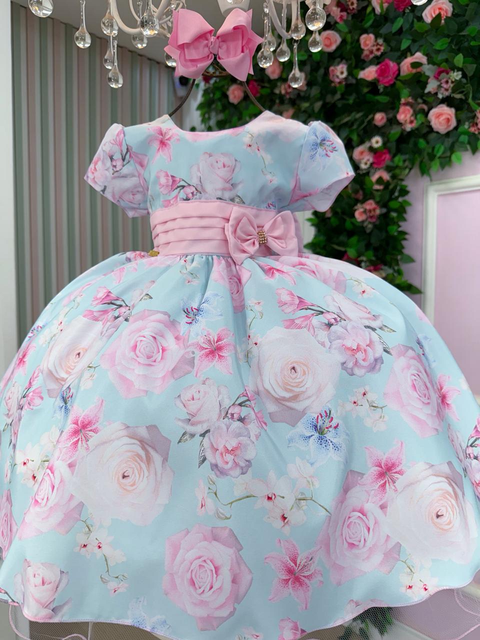 Vestido Ysa Kids Jardim Florido Elisa Azul Bebe - Leveza e Elegância para Meninas | Bebeloo Kids