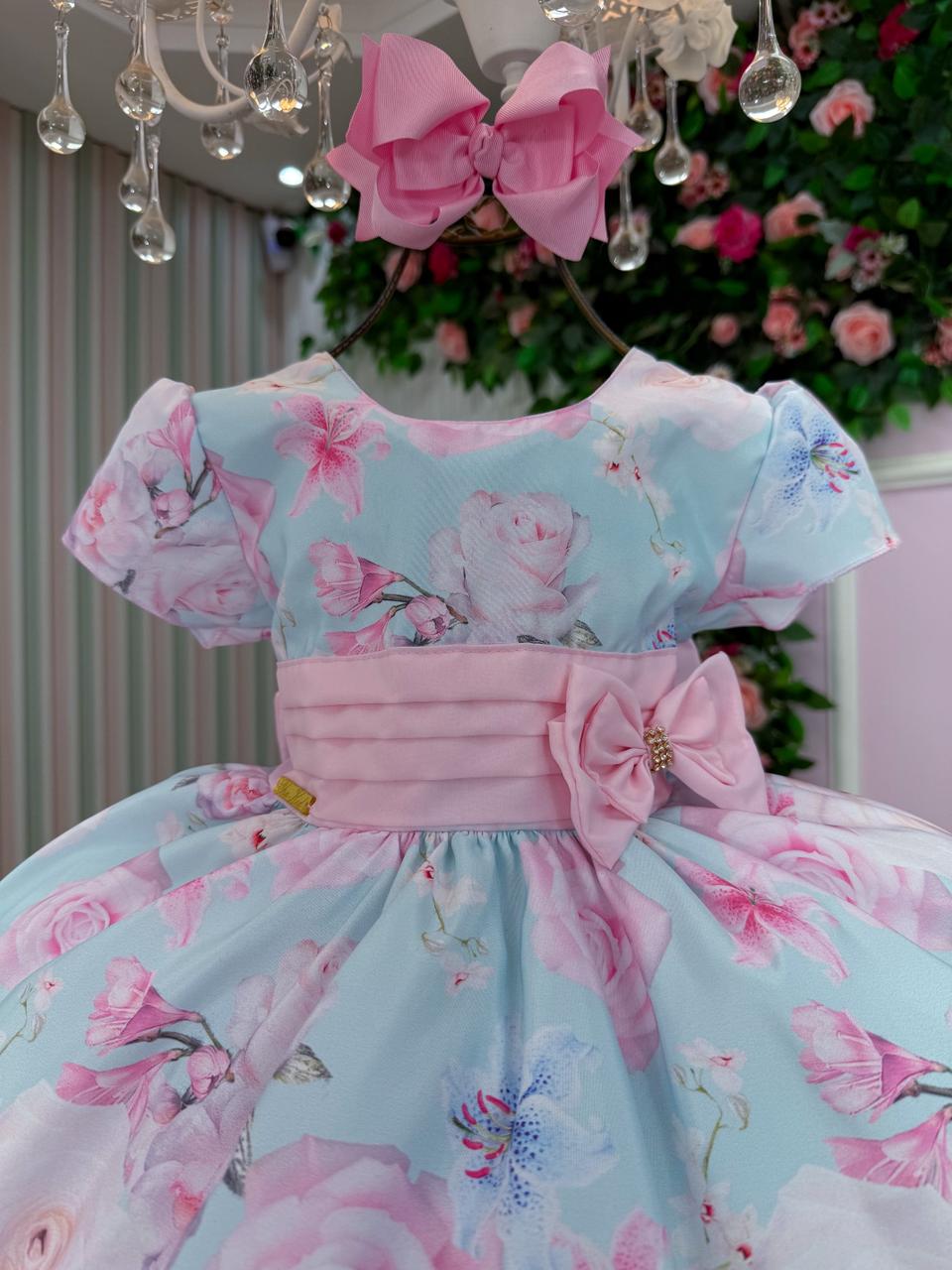 Vestido Ysa Kids Jardim Florido Elisa Azul Bebe - Leveza e Elegância para Meninas | Bebeloo Kids