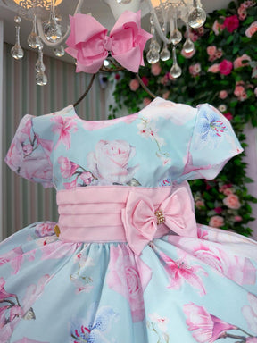 Vestido Ysa Kids Jardim Florido Elisa Azul Bebe - Leveza e Elegância para Meninas | Bebeloo Kids