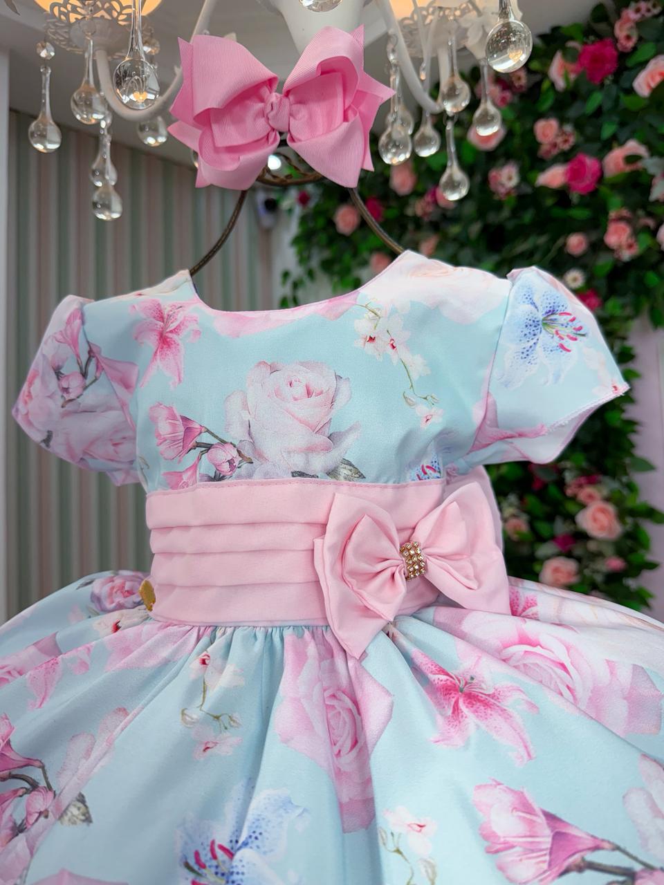 Vestido Ysa Kids Jardim Florido Elisa Azul Bebe - Leveza e Elegância para Meninas | Bebeloo Kids